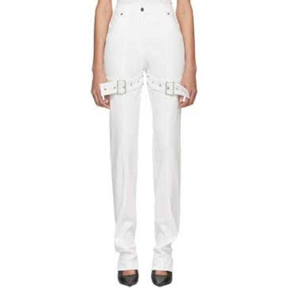 KREIST High Rise Buckled Jeans Thigh Buckle Strap Avant Garde, Sz 2/4 New W Tags